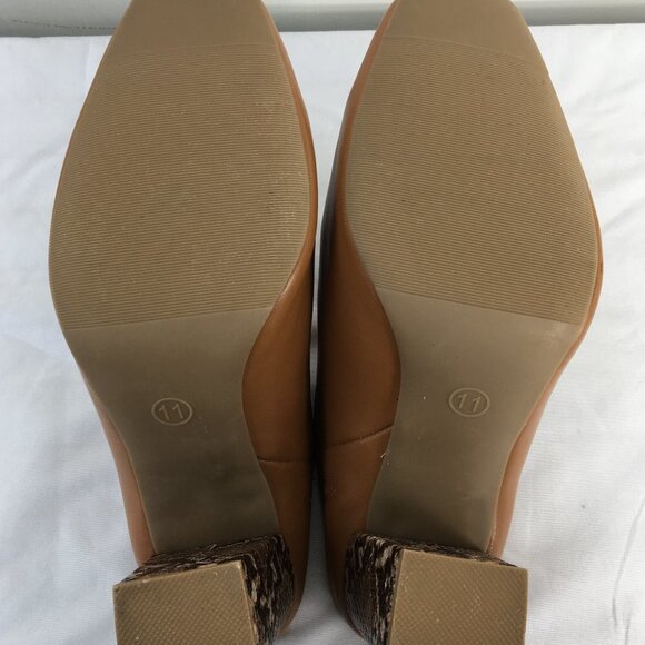 A New Day Chunky Snake Print Heel Brown Mules Size 11 GREAT Condition - Picture 8 of 9